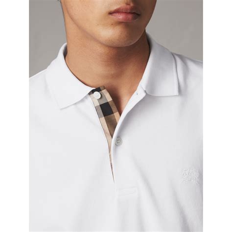 burberry long-sleeve check placket cotton piqué polo shirt|mr porter checked polo shirt.